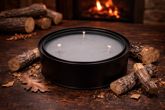 Nero - Large Lux Ethica London vegan and plant-based soy wax candle, Nero, log fire scent